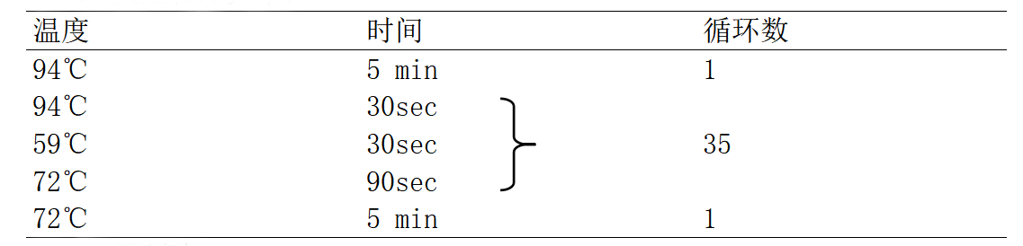 EIEC多重PCR檢測試劑盒PCR反應程序