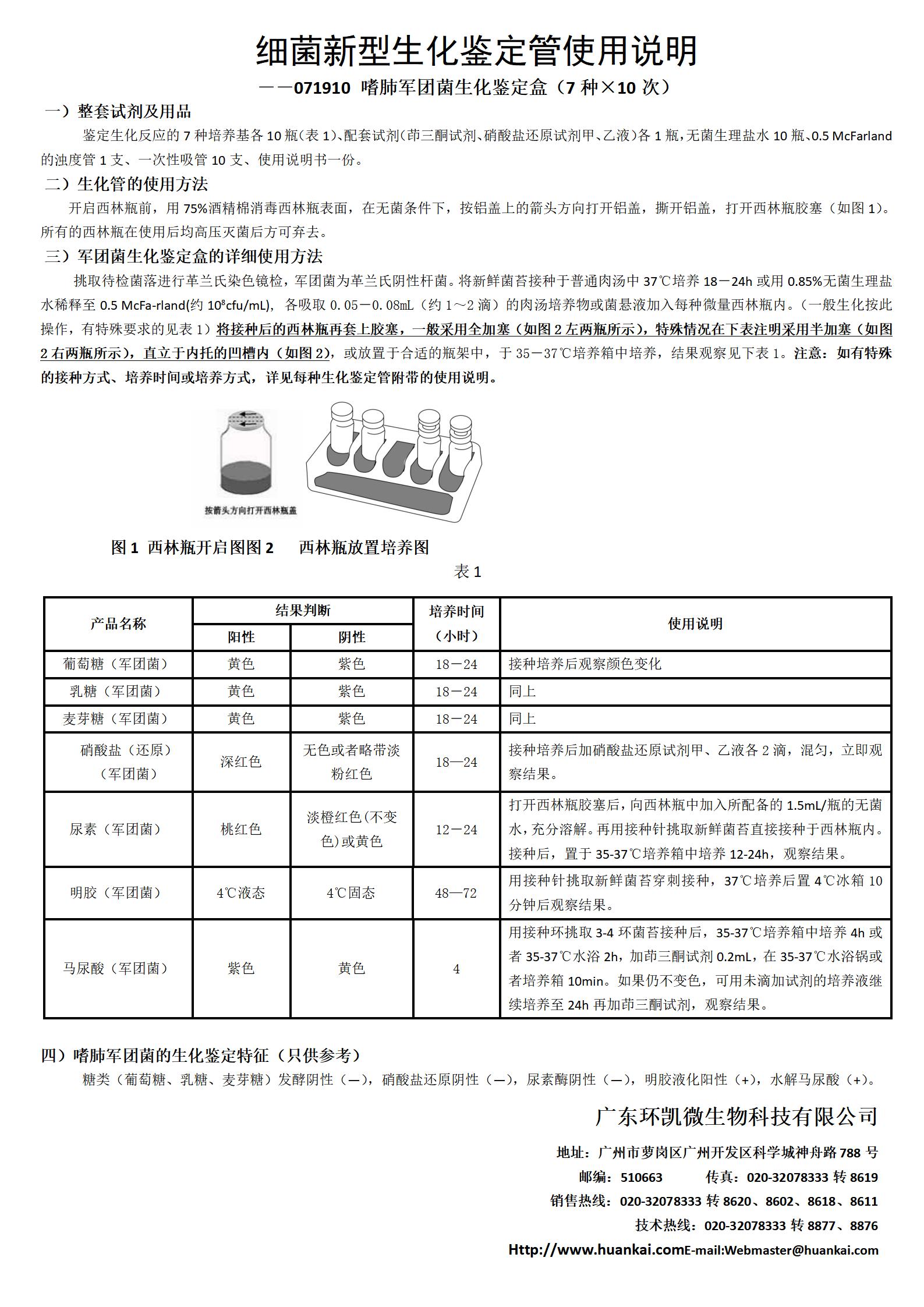 (嗜肺)軍團(tuán)菌生化鑒定盒 產(chǎn)品使用說明書